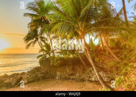 Sonnenuntergang am Strand in der Nähe des Wailea, Maui, Hawaii, USA Stockfoto