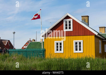 Grönland Sisimiut. Farbenfrohe Gebäude im historischen Museum. Stockfoto