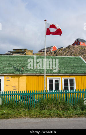 Grönland Sisimiut. Farbenfrohe Gebäude im historischen Museum. Stockfoto