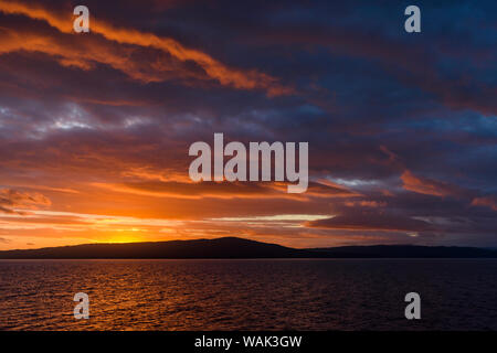 Argentinien, Tierra del Fuego, Beagle Kanal Sonnenuntergang. Stockfoto