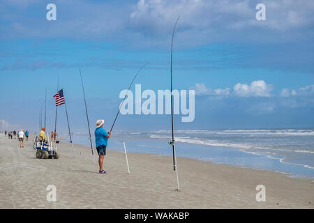 Fischer am Strand entlang, New Smyrna Beach, Florida, USA Stockfoto