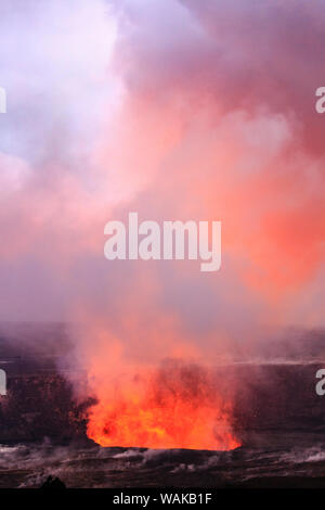 Kilauea übersehen in der Nähe von Jagger Museum, Anzeigen einer der aktivsten Vulkane der Welt, Hawaii Volcanoes National Park, Big Island, Hawaii, USA Stockfoto