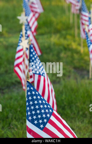 USA, Massachusetts, Cape Ann, Gloucester. US Flags Stockfoto