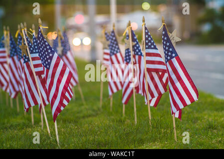 USA, Massachusetts, Cape Ann, Gloucester. US Flags Stockfoto