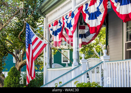 USA, Massachusetts, Cape Ann, Manchester am Meer. Am 4. Juli, US Flags Stockfoto