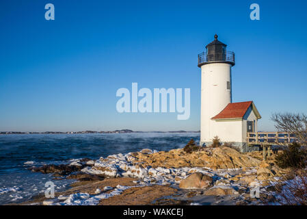 USA, Massachusetts, Cape Ann, Annisquam. Annisquam Leuchtturm, winter Stockfoto