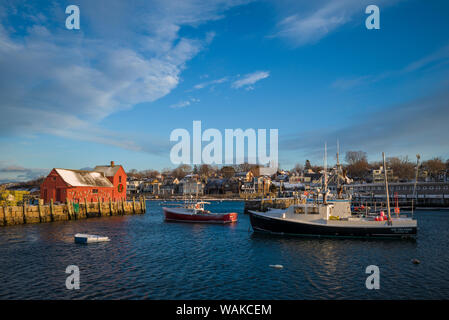 USA, Massachusetts, Cape Ann, Rockport. Rockport Harbour und Motiv Nummer Eins Stockfoto