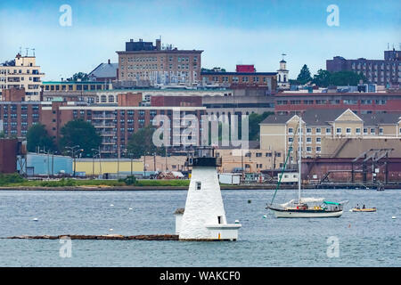 Leuchtturm Segelboote New Bedford, Hafen, Buzzards Bay, Massachusetts, USA. Stockfoto