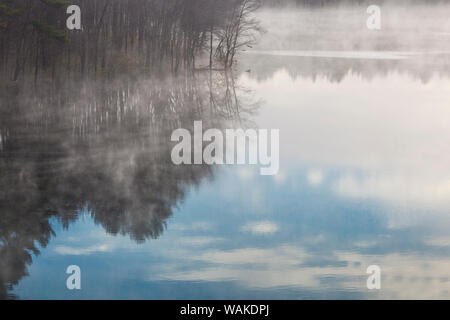 USA, New Hampshire, Hopkinton. Herbst Nebel, Hopkinton See Stockfoto