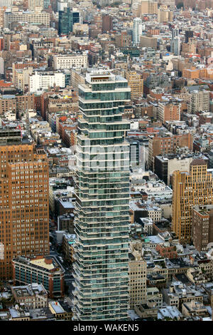 56 Leonard, ein neues Luxus Apartment Gebäude, von einer Welt Observatorium, das One World Trade Center, Manhattan, New York, USA gesehen. Stockfoto