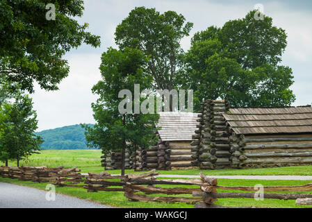 USA, Pennsylvania, König von Preußen. Valley Forge National Historical Park, Schlachtfeld der amerikanischen revolutionären Krieg, Muhlenberg Brigade Holzhütten Stockfoto