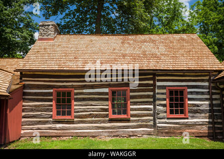 USA, Pennsylvania, Birdsboro, Daniel Boone Homestead, Holzhütte Stockfoto