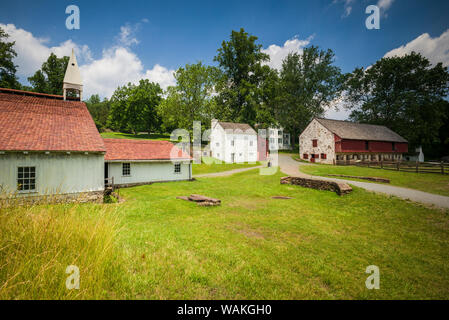 USA, Pennsylvania, Elverson. Hopewell Furnace National Historic Site, Anfang des 18. Jahrhunderts eisenerzeugung Plantage, plantation Gebäude Stockfoto