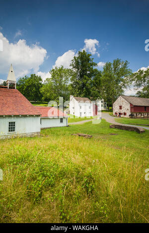 USA, Pennsylvania, Elverson. Hopewell Furnace National Historic Site, Anfang des 18. Jahrhunderts eisenerzeugung Plantage, plantation Gebäude Stockfoto