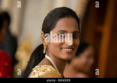 Hübsche, nette indische Frauen close up Stockfoto