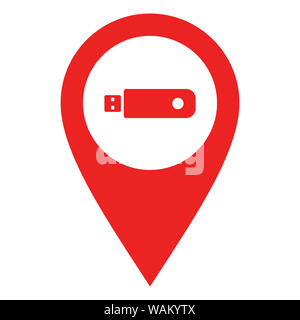 USB-Stick und Lage pin Stockfoto