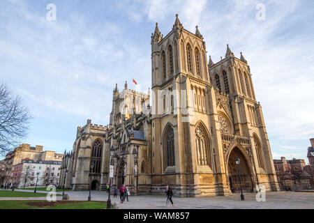 Bristol City Centre Cathedral College grüne Fassade West Stockfoto