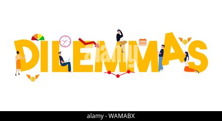 Dilemma Wort geschrieben Konzept der Problem business persönliche Ethik oder moralische Entscheidung zu machen. Stock Vektor