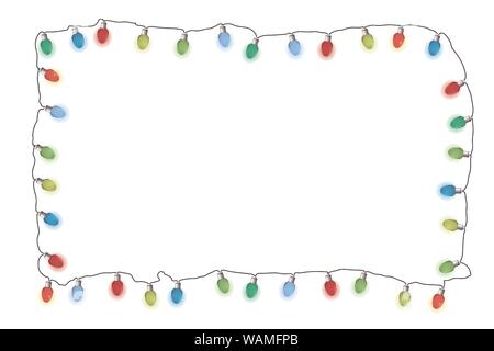 Glühlampen Rahmen. Glühende multicolor Weihnachten Girlanden string. Vektor illustrayion. Für das neue Jahr. Stock Vektor