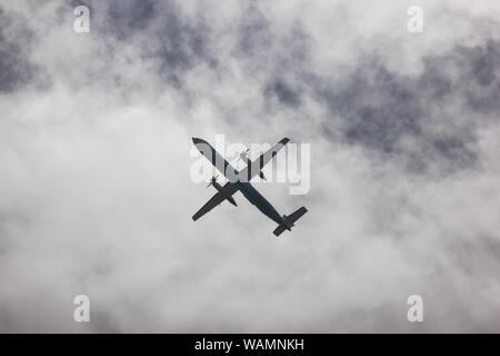 Chiangmai, Thailand - 19. August 2019: HS-DQH Bombardier Q400 NextGen von Nokair. Von Chiangmai Flughafen Udon Thani. Stockfoto