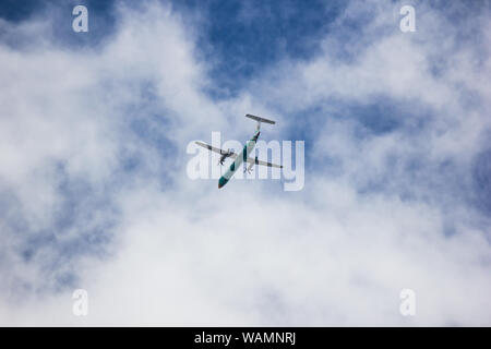 Chiangmai, Thailand - 19. August 2019: HS-DQH Bombardier Q400 NextGen von Nokair. Von Chiangmai Flughafen Udon Thani. Stockfoto