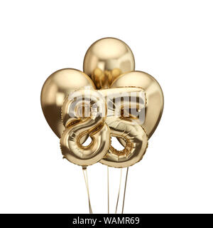 85. Geburtstag gold Folie Bündel Luftballons. Alles Gute zum Geburtstag. 3D-Rendering Stockfoto