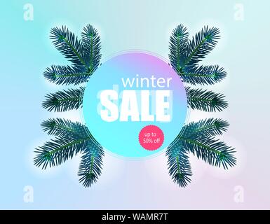 Winter verkauf Banner, Flyer. Tannenzweigen. Vector Illustration Stock Vektor