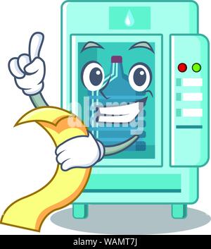 Mit menü Wasser Getränkeautomat isoliert die Karikatur Stock Vektor