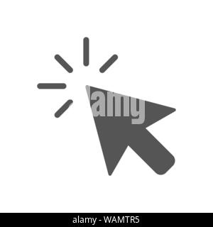 Klicken Sie auf Symbolvektor. Computer-Maus-Klick-Cursor grauen Pfeil-Symbol. EPS 10. Stock Vektor