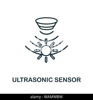 Symbol für den Ultraschallsensor. Dünne Linien Stil von Sensoren Icons Sammlung. Pixel Perfect einfaches Element Ultraschall-Sensor-Symbol für Web-Design Stock Vektor