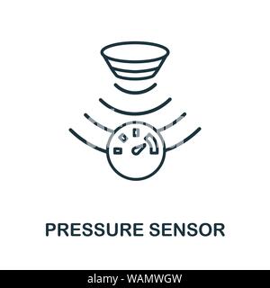 Umrisssymbol des Drucksensors. Dünne Linien Stil von Sensoren Icons Sammlung. Pixel Perfect einfaches Element Drucksensor Symbol für Web-Design, Apps Stock Vektor