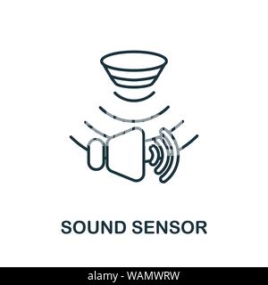 Symbol für den Soundsensor-Umriss. Dünne Linien Stil von Sensoren Icons Sammlung. Pixel Perfect Simple Element Sound Sensor Symbol für Web-Design, Apps Stock Vektor