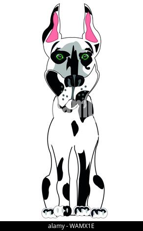 Vector Illustration der Karikatur des Hund Dobermann beschichtetes schwarzer Fleck Stock Vektor