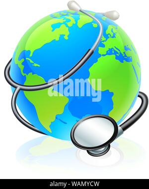 Erde Weltgesundheitstag Stethoskop Globus Konzept Stock Vektor