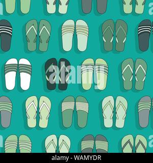 Grüne flip flops Vektor nahtlose Muster Stock Vektor