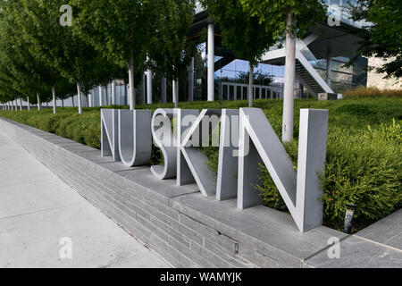 Ein logo Zeichen außerhalb des Hauptquartiers von Nu Skin Enterprises in Provo, Utah am 29. Juli 2019. Stockfoto