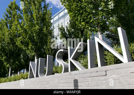 Ein logo Zeichen außerhalb des Hauptquartiers von Nu Skin Enterprises in Provo, Utah am 29. Juli 2019. Stockfoto