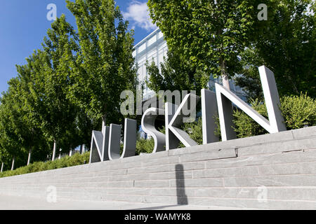 Ein logo Zeichen außerhalb des Hauptquartiers von Nu Skin Enterprises in Provo, Utah am 29. Juli 2019. Stockfoto