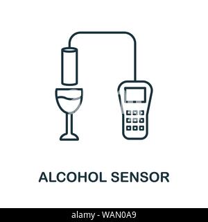 Symbol für den Umriss des Alkoholsensors. Dünne Linien Stil von Sensoren Icons Sammlung. Pixel perfekte einfache Element Alkohol Sensor Symbol für Web-Design, Apps Stock Vektor