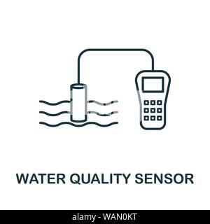 Symbol für den Umriss des Wasserqualitätssensors. Dünne Linien Stil von Sensoren Icons Sammlung. Pixel Perfect einfaches Element Wasserqualitätssensor Symbol für Web Stock Vektor