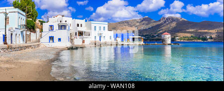 Authentische traditionelle griechische Inseln - Leros, Blick auf Agia Marina Village. Dodekanes, Griechenland Stockfoto