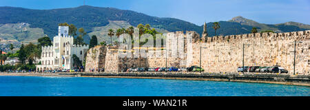 Beeindruckende Insel Kos, Aussicht mit Blick auf das Meer und den Alten Burg. Griechenland. Stockfoto