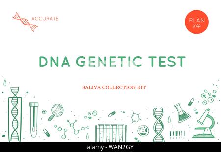 Vektor Ethnizität und DNA-genealogie Gentest home kit Abdeckung, Design vorlage, Hintergrund. Hand gezeichnete Illustrationen der medizinischen Genomforschung ausstatten Stock Vektor