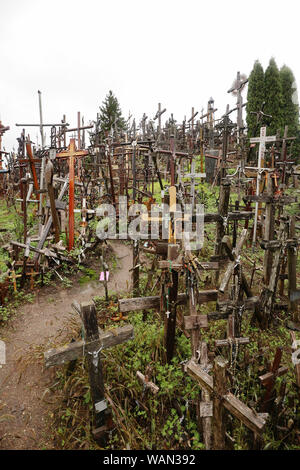 Kriziu Kalnas, Berg der Kreuze, Litauen, Berg der Kreuze, Wallfahrtsort in Litauen Stockfoto