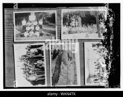 Kopieren von Fotos Übersicht: Boys' Sport Team (oben links); Gruppe Portrait von Männern, Frauen und Kindern (rechts oben); Gruppe Porträt der jungen Männer um Mann mit Kamera versammelt (unten links); Landschaft (unten Mitte); und Jungen und Männer im Klassenzimmer (unten rechts). Stockfoto