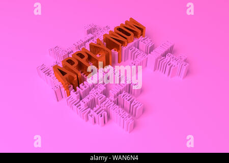 Jetzt bewerben, IKT, Informationstechnologie Stichwort Worte cloud. Für die Webseite oder als Grafik Design, Ressource, Textur oder Hintergrund. 3D-Rendering. Stockfoto