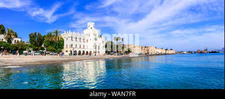 Beeindruckende Insel Kos, Aussicht mit alter Festung und das Meer. Griechenland. Stockfoto