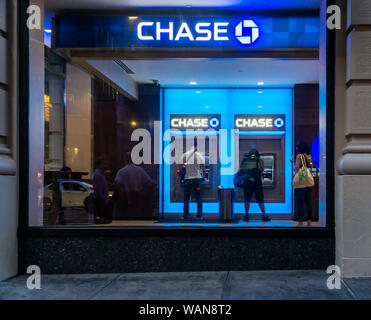 Ein Zweig der JPMorgan Chase Bank in New York am Dienstag, 20. August 2019. (© Richard B. Levine) Stockfoto