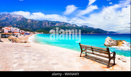 Schönen Strand der Insel Samos, in der Nähe des Dorfes Kokkari, Griechenland. Stockfoto