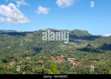 Traditionelle Alang Reis Scheune, Rantepao, Tana Toraja, South Sulawesi, Indonesien. Alang Häuser haben eine Unterscheidung Boot - geprägt. Stockfoto